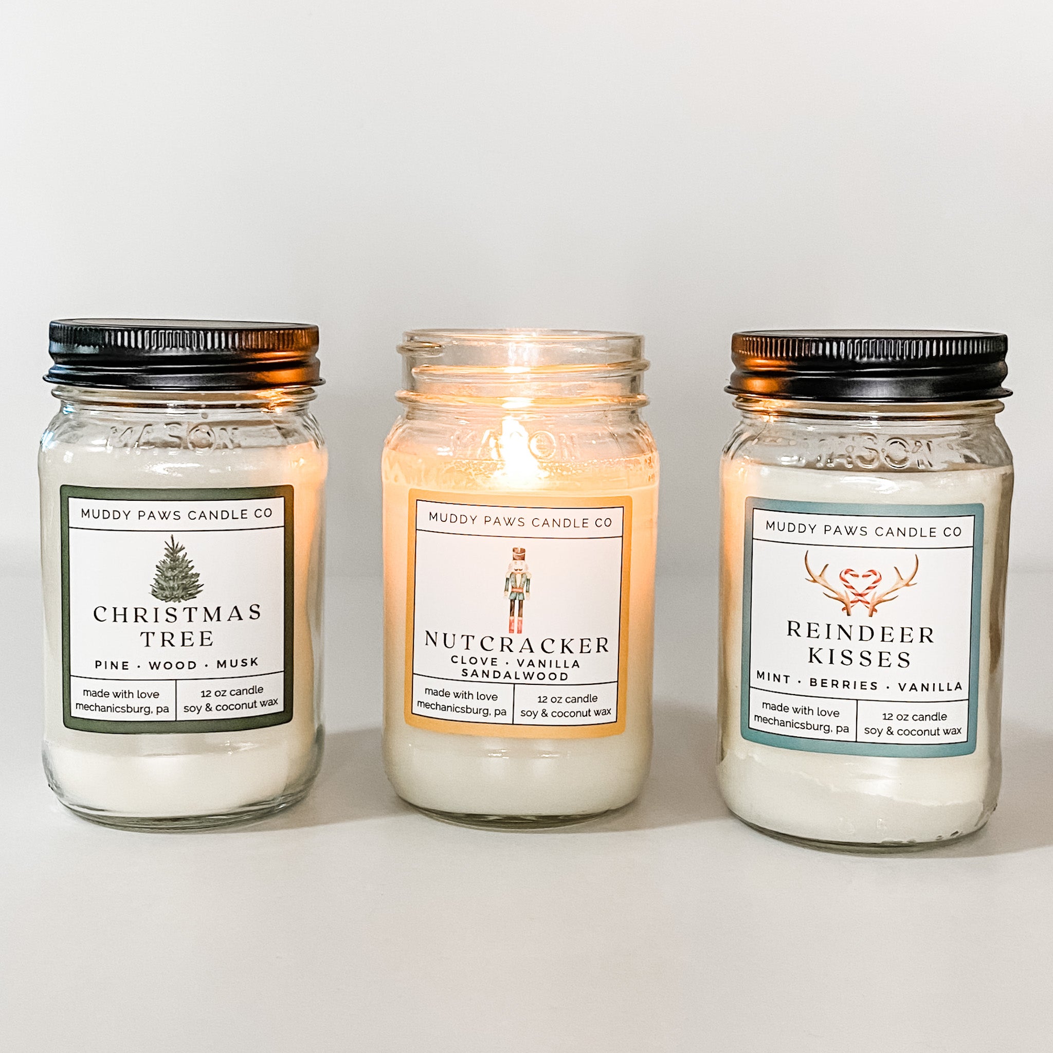 Winter Holiday 12 oz Mason Jar Candle